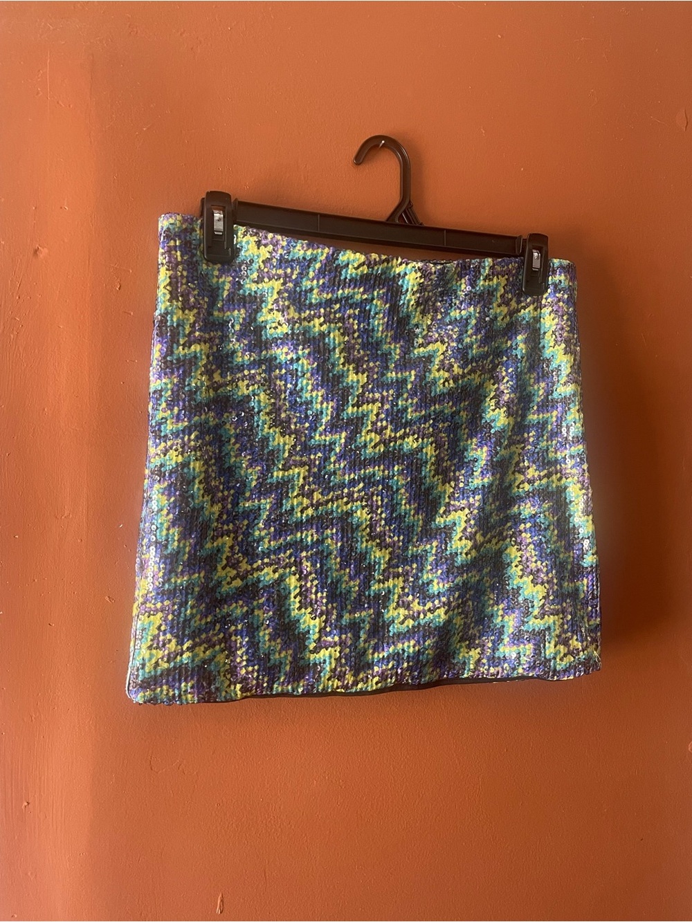 Multicolor Zigzag Pattern Seqin Mini Skirt Size L
